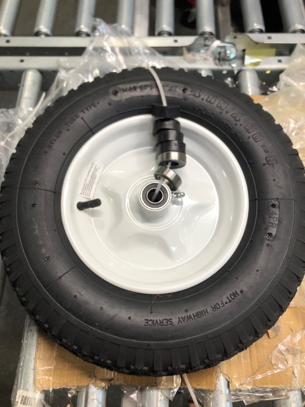 Photo 4 of 4.80/4.00-8" Pneumatic Wheelbarrow Wheel and Tires with 2" Center Hub and 5/8" Bearings, 4.80 4.00-8 Tire and Wheels for Wheelbarrow and Yard Cart Garden Wagon (1-Pack) 