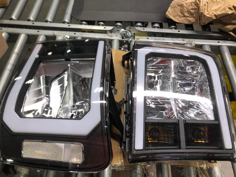 Photo 3 of ADCARLIGHTS for 2007-2014 Sierra Headlight Assembly with LED bar competible with 07-13 GMC Sierra 1500/07-14 GMC Sierra 2500HD 3500HD Black Housing with Clear Reflector Headlamp Replacement LH+RH https://a.co/d/2ClWUSG