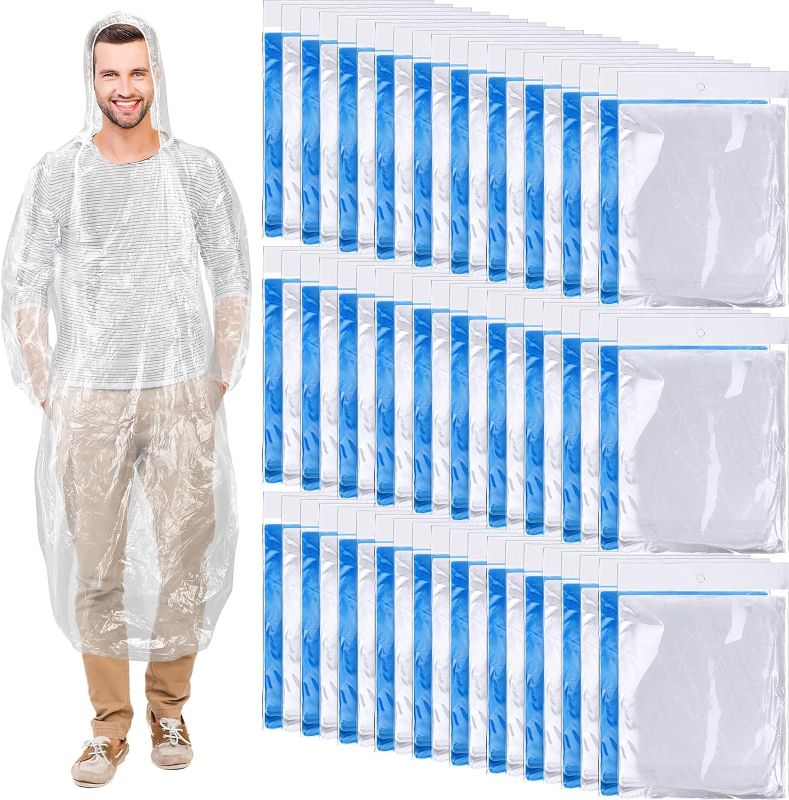 Photo 1 of 100 Pack of Adult Rain Ponchos with Hood, Disposable Rain Ponchos, Plastic Emergency Raincoat Poncho for Men Women Kids, Traveling Camping Hiking Outdoors Activities https://a.co/d/1NVjnII