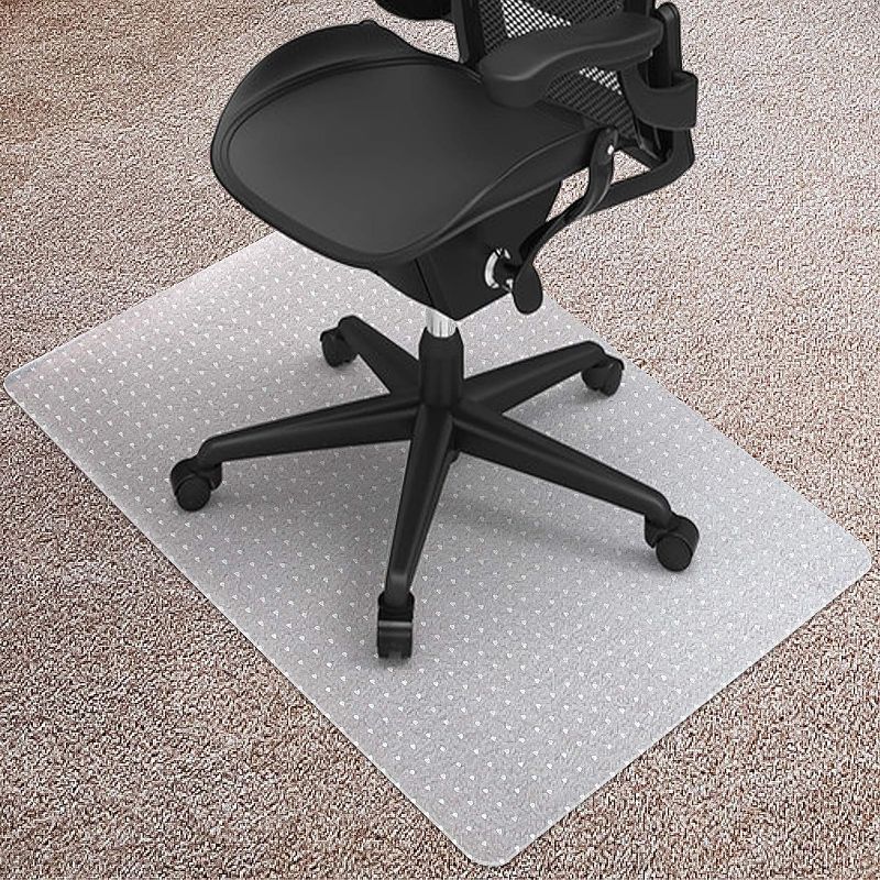 Photo 1 of Kuyal Desk Chair Mat for Carpet, Rectangle Transparent Mats for Chairs Good for Desks, Office and Home, Easy Glide, Protects Floors for Low and No Pile Carpeted Floors 