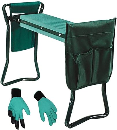 Photo 1 of CAMP SOLUTIONS Foldable Garden Kneeler and seat with 2 Gardening Tool Pouches Multi use Bench with Soft Kneeling Pad, Gardening Gifts for Women Men  BLUE