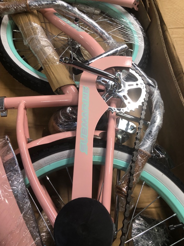 Photo 3 of ACEGER Girls Beach Cruiser Bike, 16 Inch and 20 Inch Bike for Kids 4-9 Years Old Pink 20 Inch With Kickstand