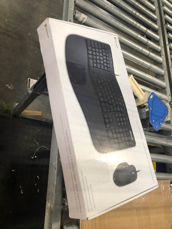 Photo 2 of Microsoft Ergonomic Desktop - Black - Wired, Comfortable, Ergonomic Keyboard and Mouse Combo, with Cushioned Wrist and Palm Support. Split Keyboard. Dedicated Office Key.