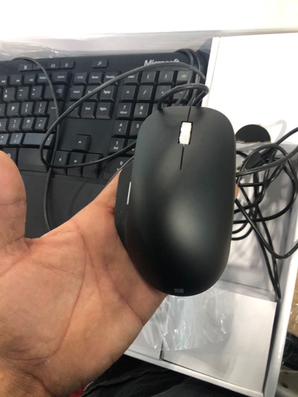 Photo 4 of Microsoft Ergonomic Desktop - Black - Wired, Comfortable, Ergonomic Keyboard and Mouse Combo, with Cushioned Wrist and Palm Support. Split Keyboard. Dedicated Office Key.