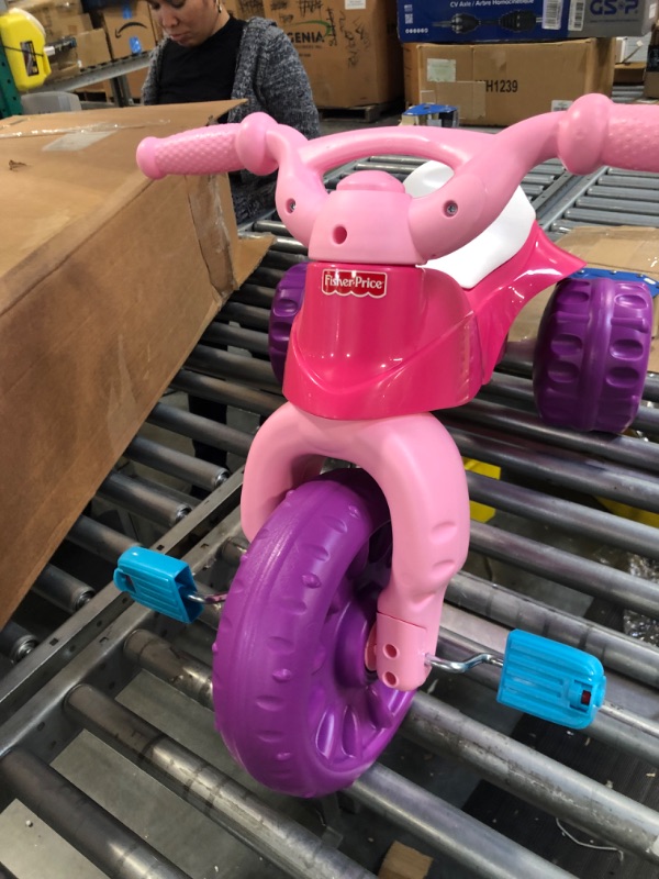 Photo 3 of Fisher-Price Barbie Tough Trike, Toddler Ride-On Toy Tricycle With Storage Compartment