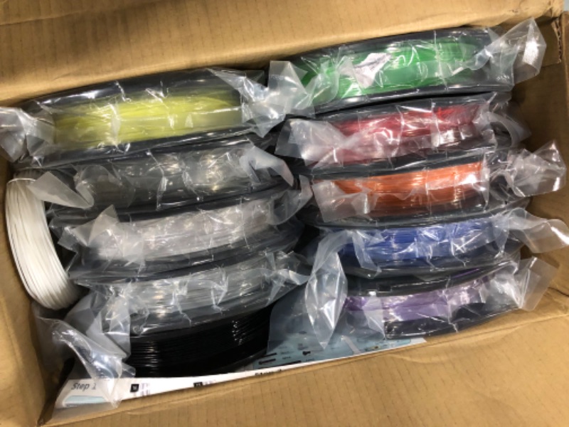 Photo 4 of PETG 3D Printer Filament 1.75mm 10 Packs 0.5kg Bundle, dikale No Tangle Assorted Colors Multipack Filament, 500g per Spool, 10 Spools Set, in Total Weight 5 kg (11 lbs) 10 Colors PETG