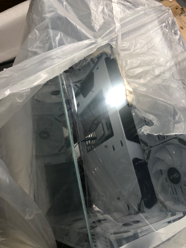 Photo 1 of GIM ATX Mid-Tower PC Case White 10 Pre-Installed 120mm RGB Fans Gaming PC Case 2 Tempered Glass Panels Gaming Style Windows Computer & Desktop Case USB 3.0 I/O Port, Water-Cooling Ready White-with Fans