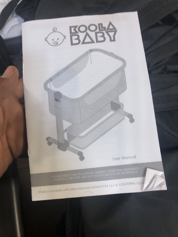 Photo 2 of 3 in 1 Baby Bassinet, Bedside Sleeper, & Playpen, Easy Folding Portable Crib (Grey)- KoolaBaby