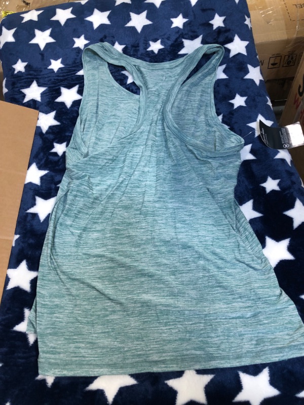 Photo 3 of Essentials Women's Tech Stretch Racerback Tank Top Light Blue 