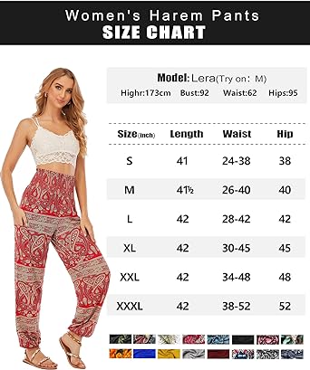 Photo 1 of QIANXIZHAN Women's Harem Pants, High Waist Yoga Boho Trousers with Pockets 2XL