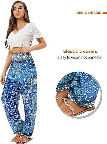 Photo 1 of QIANXIZHAN Women's Harem Pants, High Waist Yoga Boho Trousers with Pockets