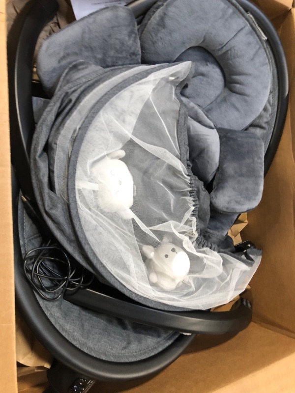 Photo 1 of Baby Swings for Infants, BabyBond Bluetooth Infant Swing with Music Speaker with 3 Seat Positions, 5 Point Harness Belt, 5 Speeds and Remote Control - Portable Baby Swing for Indoor and Outdoor Baby Swing with mosquito nets