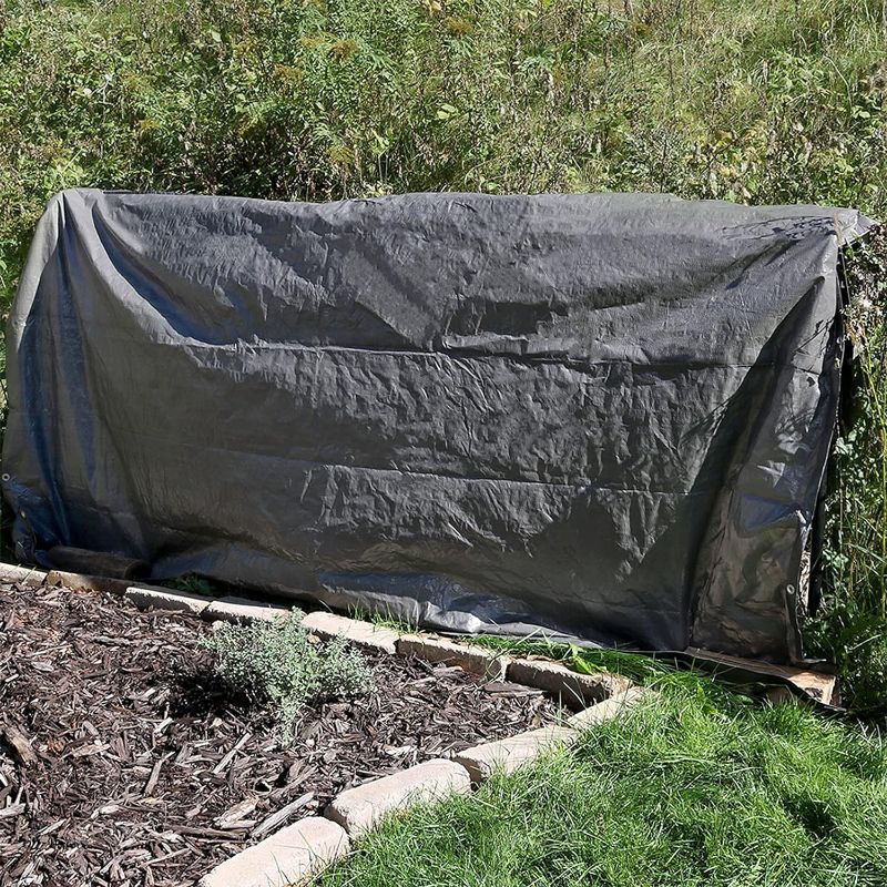 Photo 1 of  Plastic Reversible Heavy-Duty Multipurpose Tarp - Laminated on Both Sides - Dark Gray