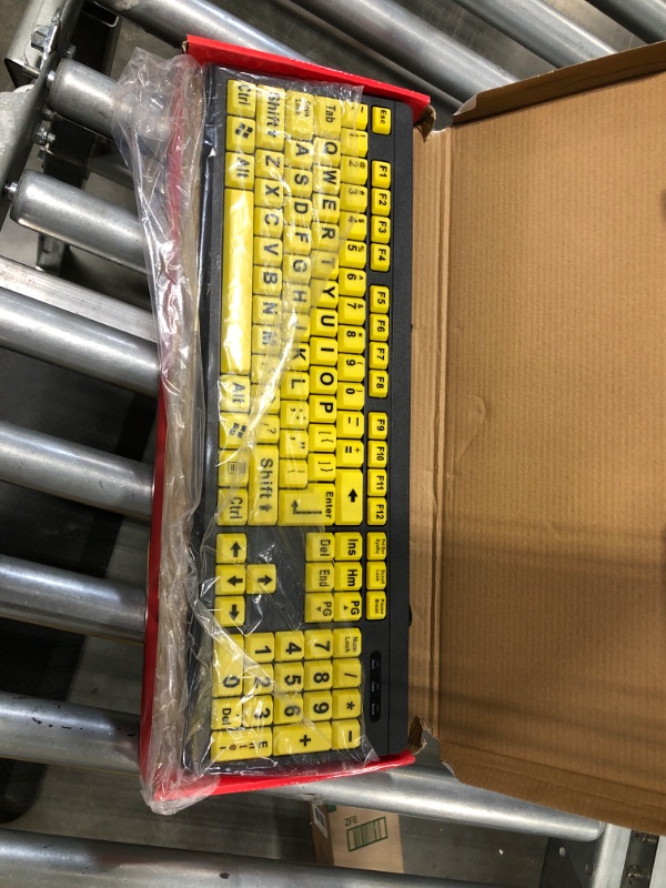 Photo 1 of XDL-POWER TANIX Large Print Computer Keyboard Wired USB Keyboard Big Print Letter with Yellow Keys High Contrast Yellow Keyboard Makes Type Easy