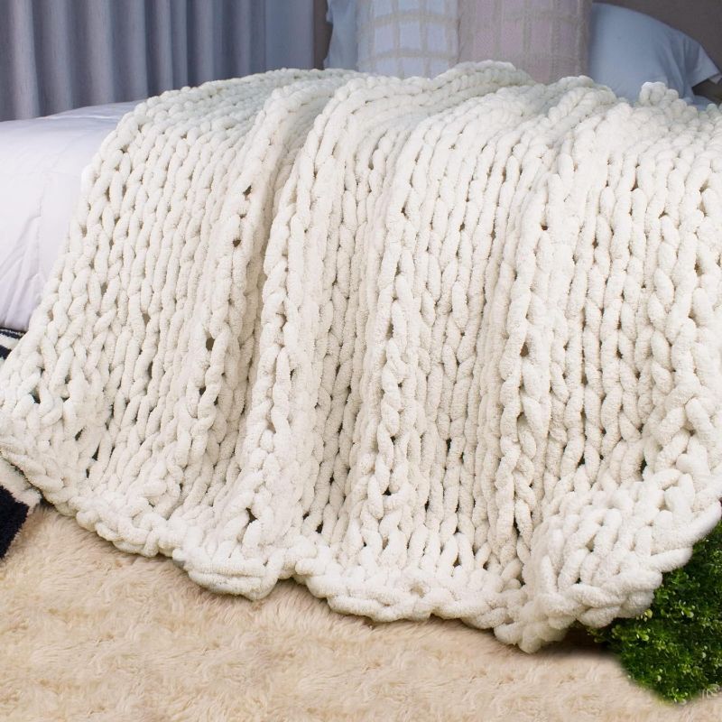 Photo 1 of 
Carriediosa Chunky Knit Throw Blanket Chenille Loop Yarn Handmade Soft Fluffy Throws for Couch Sofa Bed Home Decor Breathable Cozy Heavy Thick Knitted...