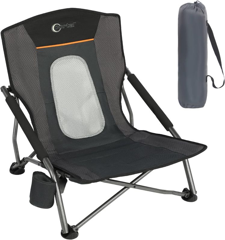 Photo 1 of 
PORTAL Beach Chairs for Adults Camping Low Lightweight Portable Chair with Cup Holder Mesh Back Carry Bag for Outdoor Sand Lawn Travel Picnic Festival.