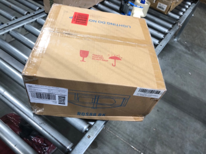 Photo 1 of Rosient Flush Mount Ceiling Light Fixture, Modern Farmhouse Semi Ceiling Light with Seeded Glass for Bedroom, Entryway, Kitchen Hallway, ROS90 BK Black ROS90