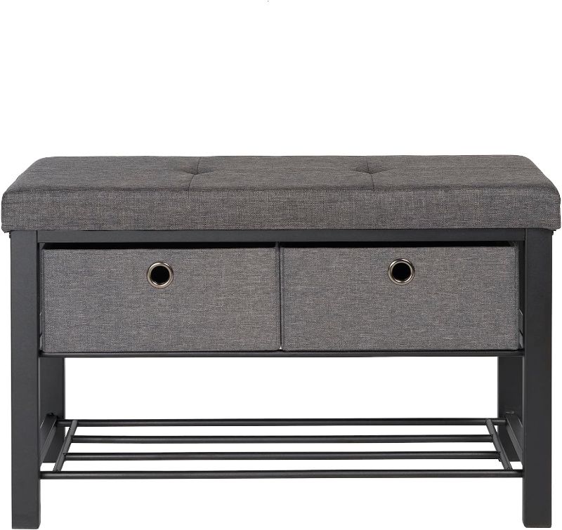 Photo 1 of  eatfreak Shoe Storage Bench with Cushion Double Seat Shoe Rack Bench with Drawer - Home Decor Storage Stool Perfect for Entryway, Mudroom, Foyer.