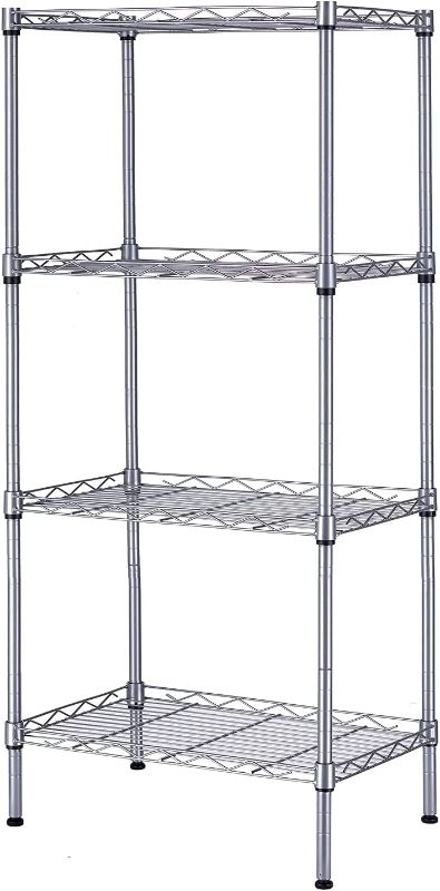 Photo 1 of 
SINGAYE 4 Tier Shelf Adjustable Storage Shelf,350LBS Load Capacity,Metal Storage Rack,Silver,17.32”W X 11.41”D X43.3” H