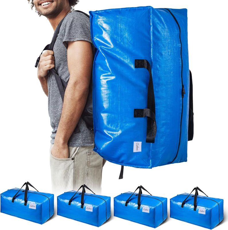 Photo 1 of 
TAILI Heavy Duty Moving Bags, Clothing Storage Bags with Sturdy Zipper and Strong Handles, Blue Clothes Storage Bins, Extra Large Tote Bag for Moving