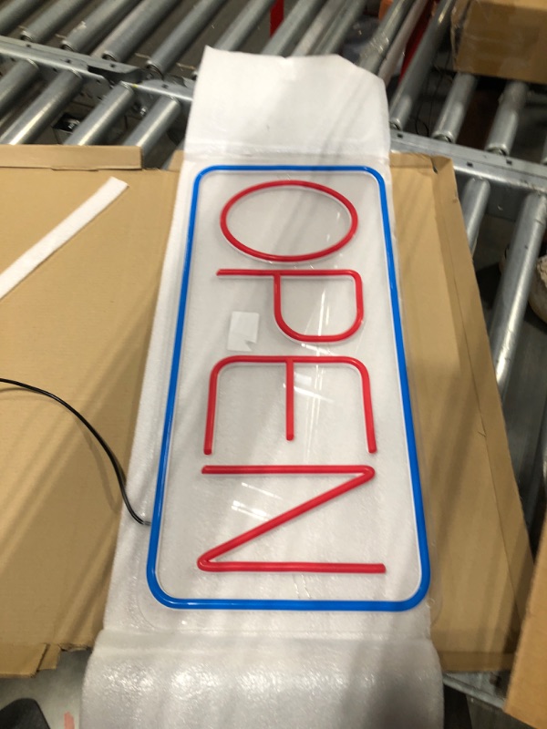 Photo 2 of Open Signs for Business Ultra Bright LED Neon Open Signs 22 Inch Plug In Electric Light Up Open Sign with ON/OFF Switch for Business Storefront Window Glass Door Shop Store Florists Bar Salon Cafes Restaurant Pubs Blue/Red 22 Inch