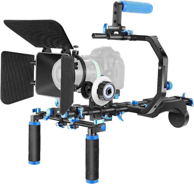 Photo 1 of 
Neewer Shoulder Rig Kit for DSLR Cameras and Camcorders, Movie Video Film Making System with Matte Box, Follow Focus, C-Shaped Bracket, 15mm Rods, Handgrip