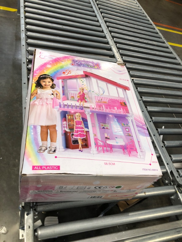 Photo 1 of Assembly Luxury Large Doll House with Furniture. 2 Levels with Roof and Walls and Windows, 2.7x1.9x0.91ft, 11.5" Doll x2 Includes. Huge Playhouse Set Aged 3+