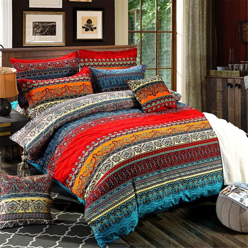 Photo 1 of ABREEZE 3Pcs Bohemia Retro Bedding Ethnic Vintage Floral Duvet Cover Boho Bedding 100% Brushed Cotton Bedding Sets Damask Paisley Coloful Mandala Down