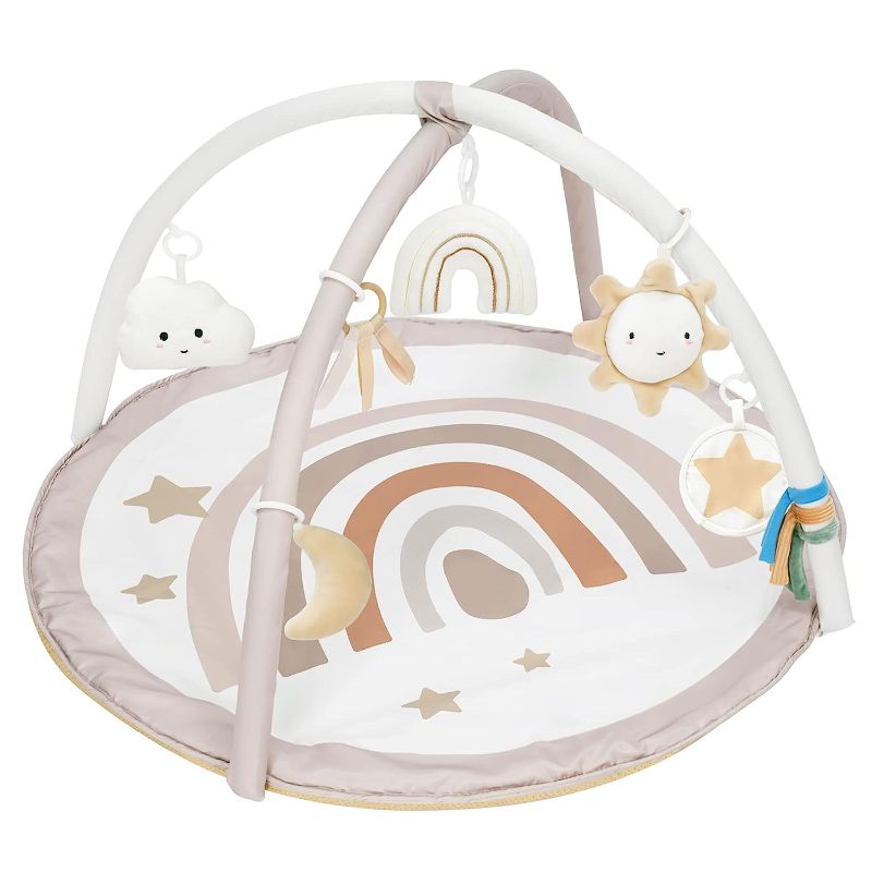 Photo 1 of 
Baby Play Gym Mat, Tummy Time Activity Mat with 7 Detachable Toys and 12 Milestone Cards for Stage-Based Sensory and Motor Skill Development, Washable Play.