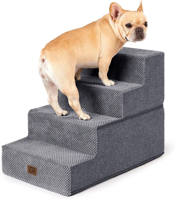 Photo 1 of 
EHEYCIGA Dog Stairs for Small Dogs, 4-Step Dog Stairs for High Beds and Couch, Folding Pet Steps for Small Dogs and Cats, and High Bed Climbing, Non-Slip...