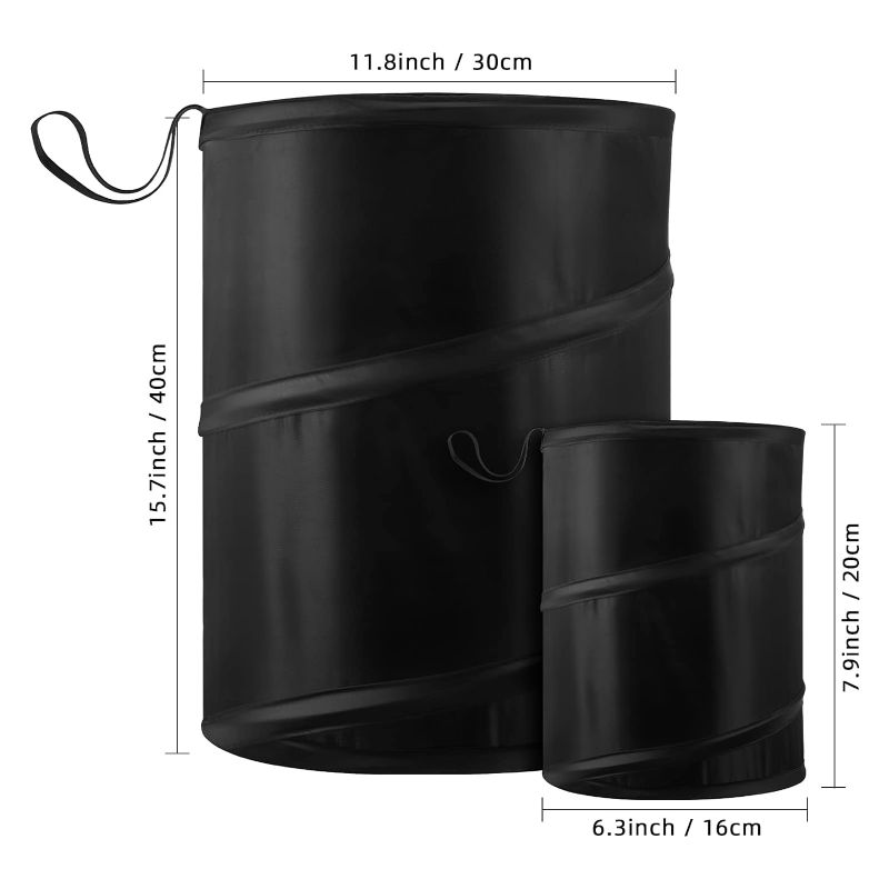 Photo 1 of 2 Pieces Car Trash Can, Combination Size Portable Garbage Bin, Collapsible Pop Up Waterproof Bag, Waste Basket, Rubbish Bin, Car Organizer for Car Garbage (Black)