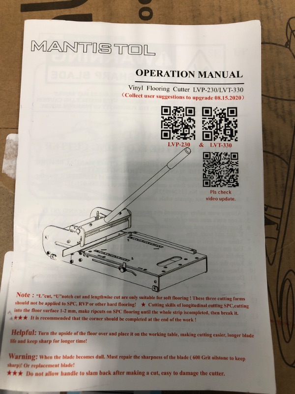 Photo 1 of 9" Vinyl Plank Cutter LVP-230 No Replacement blade