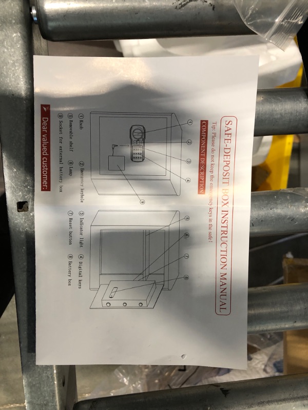 Photo 5 of 0.8 Cub Personal Home Safe Box Fireproof Waterproof, Fireproof Combination Safe with Digital Keypad Key and Hidden Keyhole, Money Safe Box for Firearm Cash Jewelry Medicine Documents 0.8 Cubic