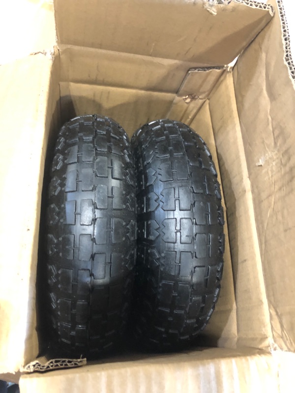 Photo 3 of 2 Pack 4.10/3.50-4" Pneumatic Air Filled Heavy-Duty Wheels/Tires,10" All Purpose Utility Wheels/Tires for Hand Truck/Gorilla Utility Cart/Garden Cart,5/8" Center Bearing,2.25" Offset Hub…