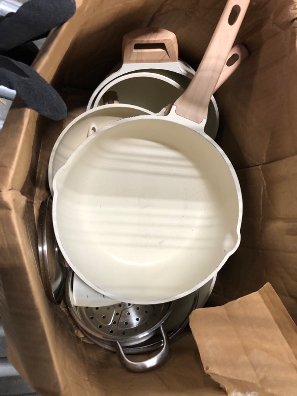 Photo 2 of 
CAROTE Pots and Pans Set Nonstick, White Granite Induction Kitchen Cookware Sets, 10 Pcs Non Stick Cooking Set w/Frying Pans & Saucepans(PFOS, PFOA Free)