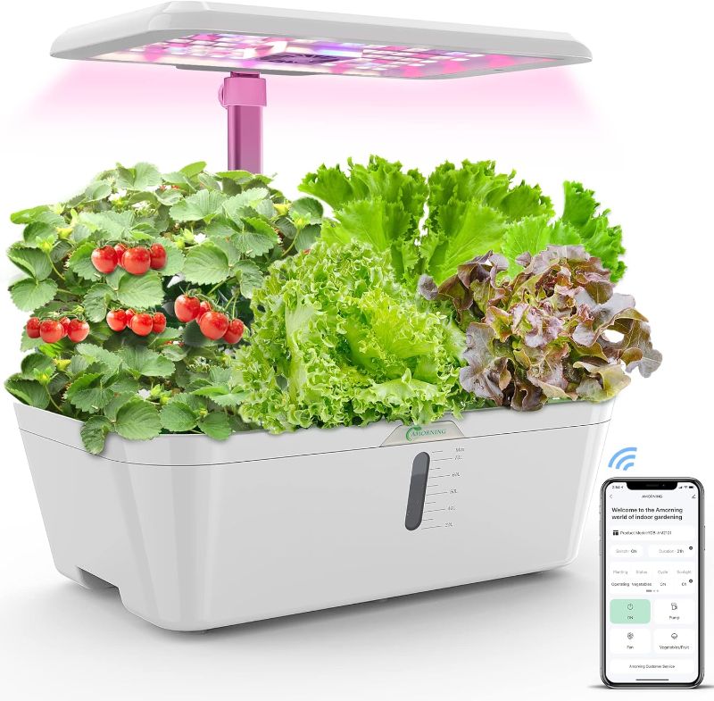 Photo 1 of Alexa-WiFi Control APP 15Pods 7.5L Hydroponics Growing System Water Tank,Smart Indoor Garden LED Grow Light Included Seeds Built-in Fan,Pump,Up to 19.3" AMORNING