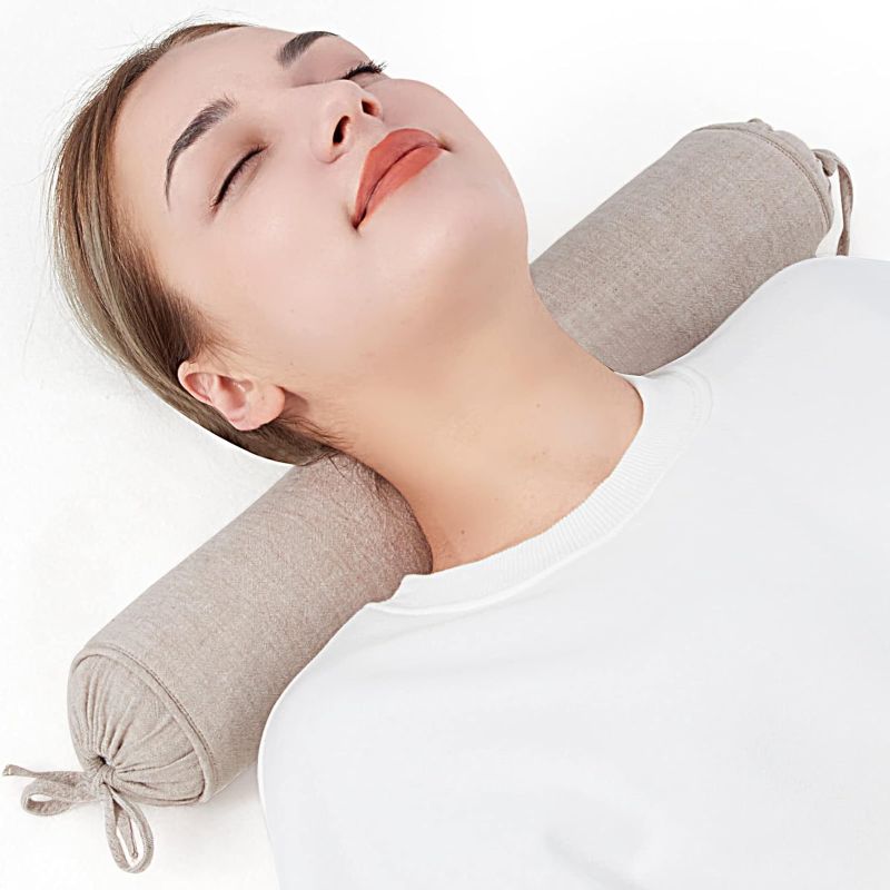 Photo 1 of 
Buckwheat Pillow for Sleeping 3" x 16" Organic Cotton Adjustable Firm Cervical Roll Bolster Cylinder Recliner Neck Roll Pillow for Sleeping Pain.