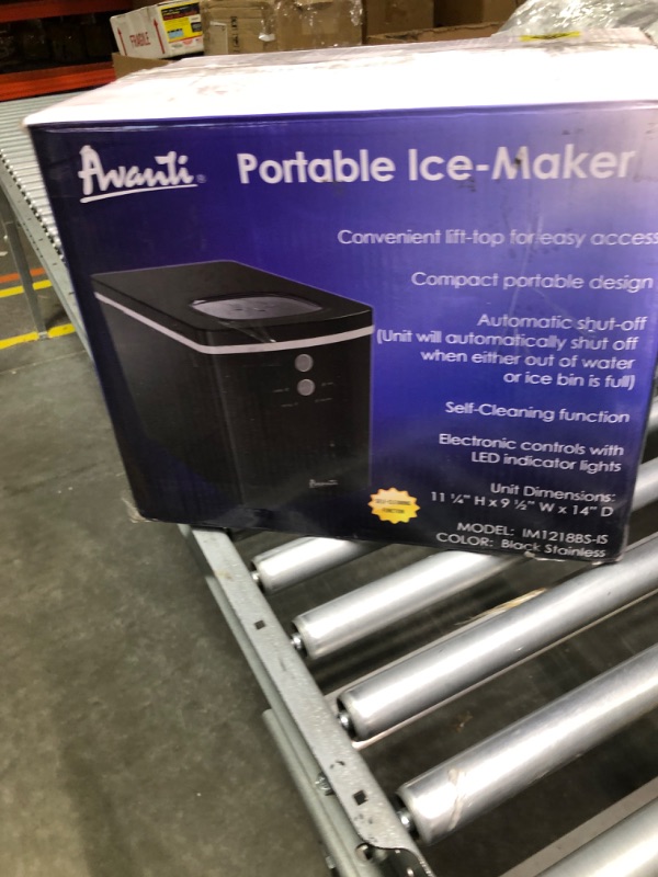 Photo 1 of Avanti Ice Maker Portable Countertop Design Makes 33 Pounds of Ice Cubes in 24 Hours, Self Cleaning, Includes Scoop, Black
