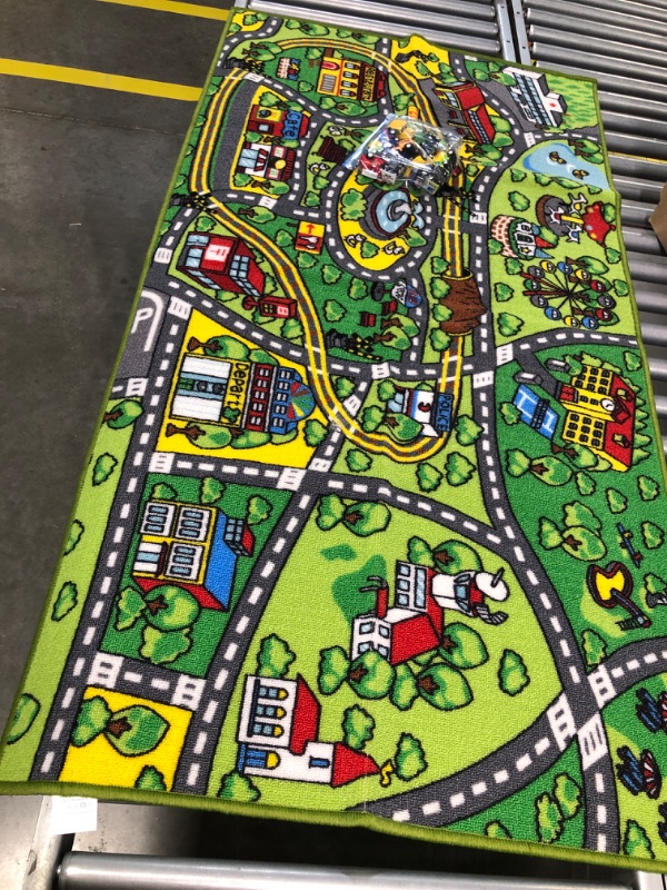 Photo 2 of Booooom Jackson Kids Carpet Playmat Rug 60"x32",Car Mat for Kids Toy Cars,Non Slip Kids Rug for Playroom Bedroom Boys,Kids Car Rug Play Mat,Kids Play Rug,Road Rug Train Track Rug Car Carpet for Kids