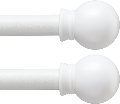 Photo 2 of 2 Pack Curtain Rods for Windows 48 to 84 Inch, 5/8 Inch Extra Long Matte White Curtain Rod with Brackets(size?28-95 Inch)
