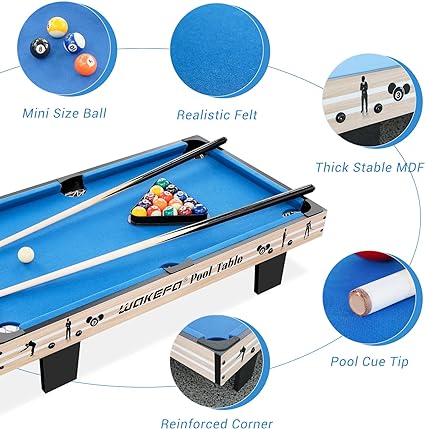 Photo 1 of Mini Pool Table Top Games: 36-Inch Tabletop Billiards Table Set with 16 Pool Balls, 2 Cues, 1 Triangle Rack, 2 Chalks & 1 Table Brush, Portable Pool Games for Kids, Children,Dog,Cat,Pet, Family Game
