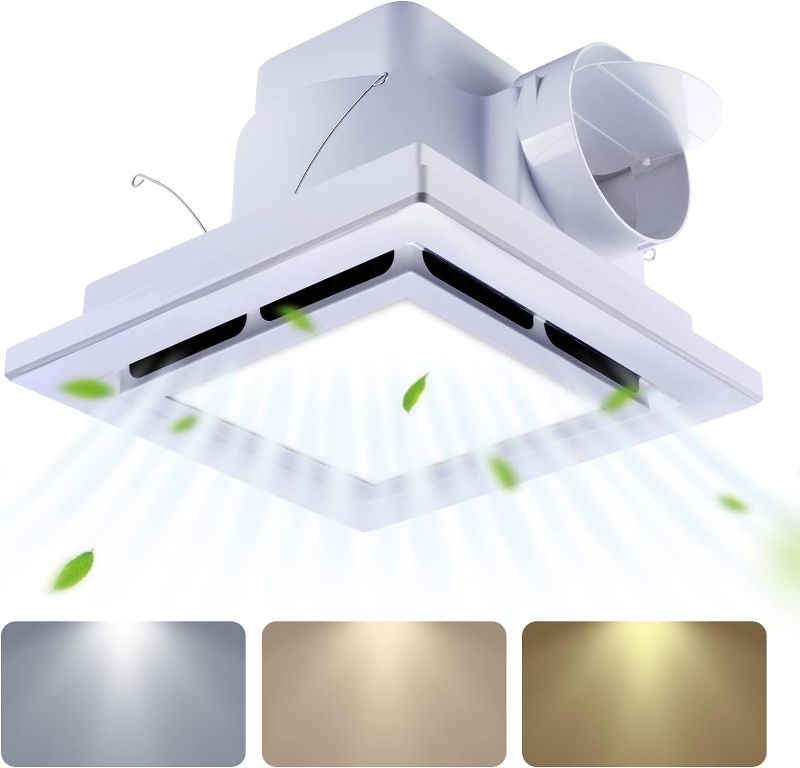 Photo 1 of 
Bathroom Fan with Light Ceiling Mount Shower Ventilation Exhaust Fan with Color Change Light 3000K/4000K/6000K Vent Fan and Light Combo for Bathroom