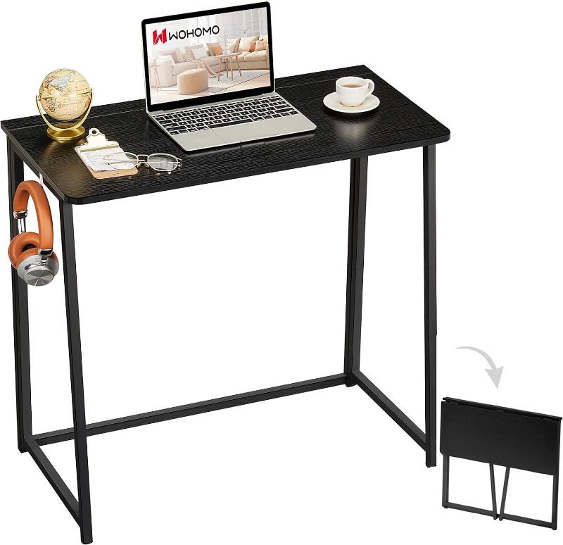 Photo 1 of 
WOHOMO Folding Computer Desk, Small Writing Foldable Desk 31.5", Space-Saving Laptop Table, Easy Assemble Workstation for Home Office,Black