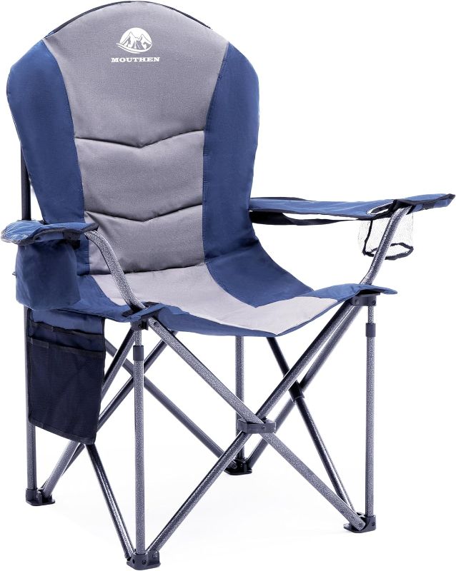 Photo 1 of 
Mouthen Oversized Camping Chair with Lumbar Support, Outdoor Heavy Duty Folding Camp Arm Chair with Cooler Bag,Head and Side Pocket - 400 lbs Plus Weight