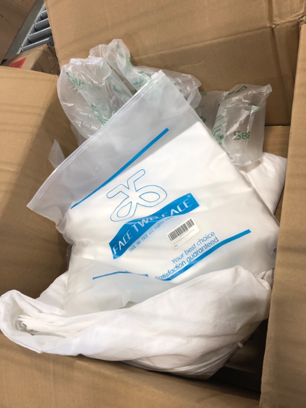 Photo 1 of 
FACE TWO FACE Bedding Duvet Cover Set 3 Pieces 100% Washed Cotton Duvet Cover Linen Like Textured Breathable Durable Soft Comfy (Queen, White)