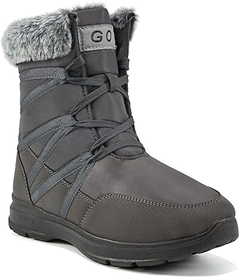 Photo 1 of HARENCE Womens Winter Snow Boots: Women's Mid-Calf Booties with Comfortable Warm Fur Lined Lace Up Slip On Waterproof Women Boots