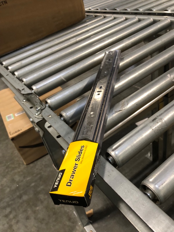 Photo 2 of YENUO Heavy Duty Drawer Slides with Lock 12 14 16 18 20 22 24 26 28 30 32 34 36 38 40 44 48 52 56 60 Inch Full Extension Side Mount Ball Bearing Locking Rails Track Glides Runners Load 500 Lbs 1 Pair Load:500 lb (With lock) -W:76mm 16 Inch