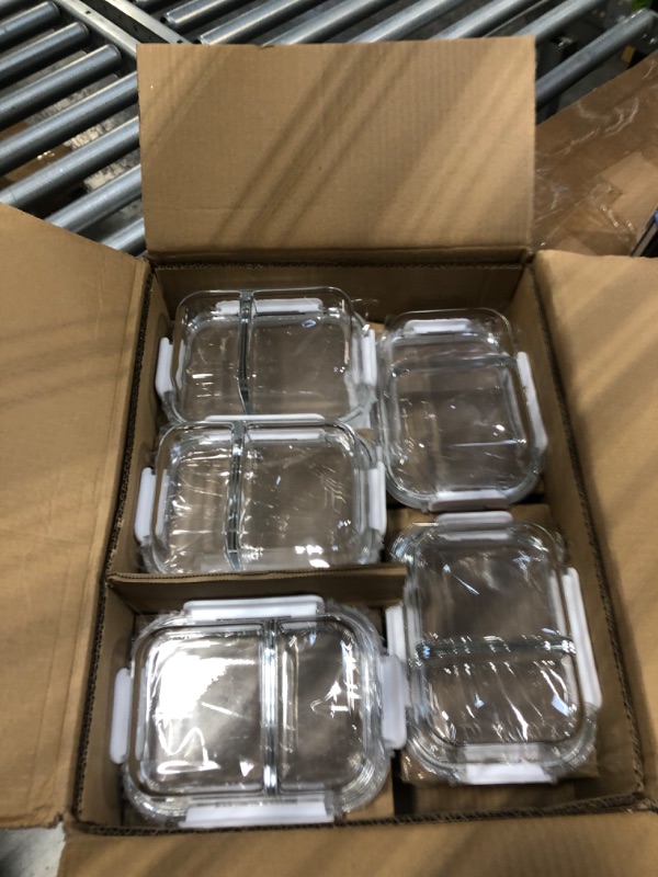 Photo 3 of [10-Pack,22 Oz]Glass Meal Prep Containers 2 Compartments, Airtight Glass Lunch Bento Boxes with Lids, Glass Food Storage Containers, BPA-Free, Microwave, Oven, Freezer and Dishwasher Friendly, White