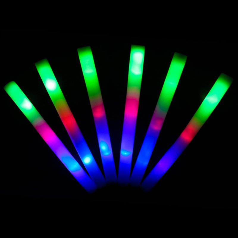 Photo 1 of 2 Pack LED Foam Sticks with 3 Modes Colorful Flashing, Glow in the Dark Party Supplies for Raves, Concert, Party, Camping, Wedding