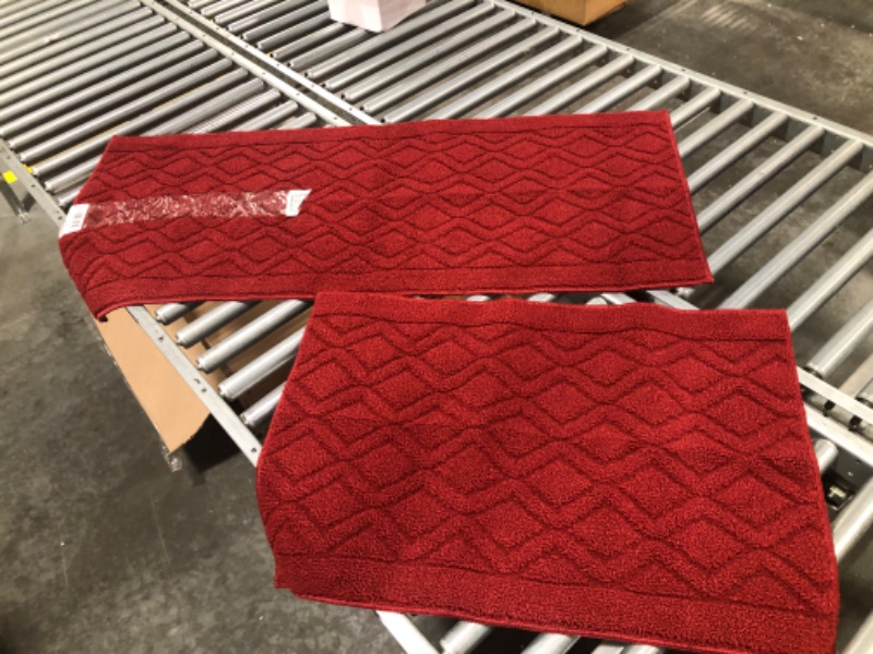 Photo 3 of 48x20 Inch/30X20 Inch Kitchen Rug Mats Made of 100% Polypropylene 2 Pieces Soft Kitchen Mat Specialized in Anti Slippery and Machine Washable,red 48"x20"+ 30"X20" Red